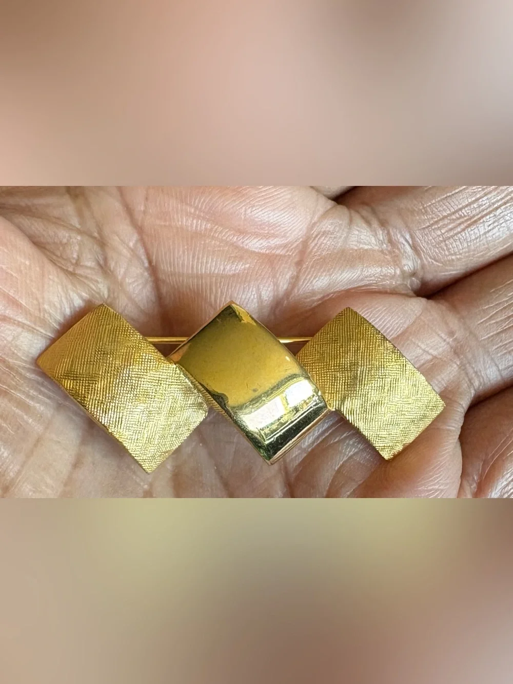 Vintage Gold Tone Geometric Statement Brooch